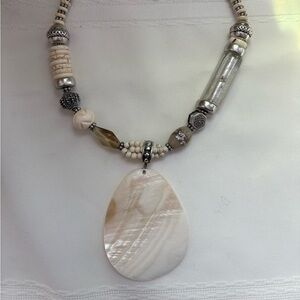 Chico’s large Shell Pendant Beaded Necklace